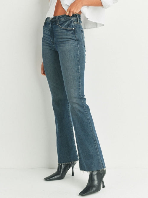 scissor cut flare denim