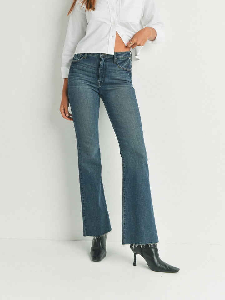 scissor cut flare denim