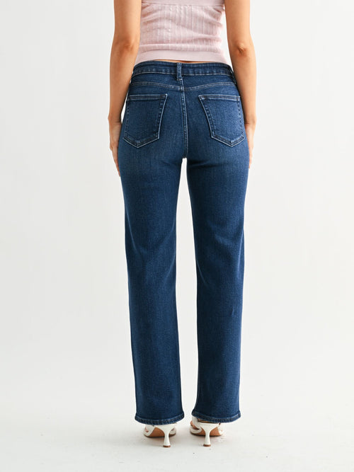 dark wash straight denim