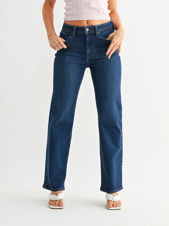 dark wash straight denim