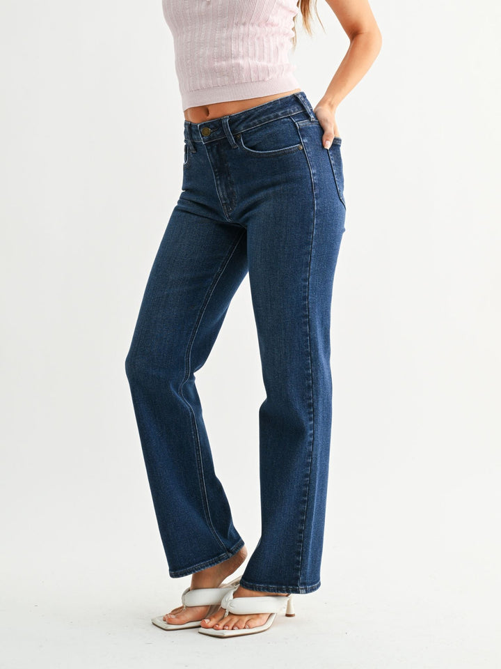 dark wash straight denim