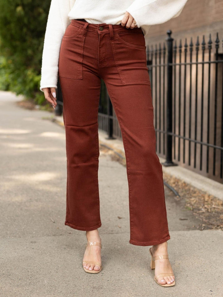 Just Black Dark Red Utility Patch Pocket Jean