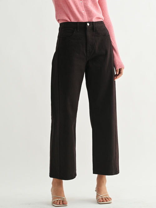 rich brown barrel denim