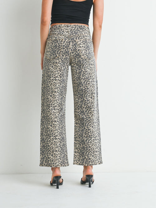 vintage leopard straight leg denim