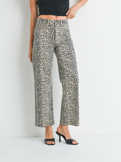 vintage leopard straight leg denim