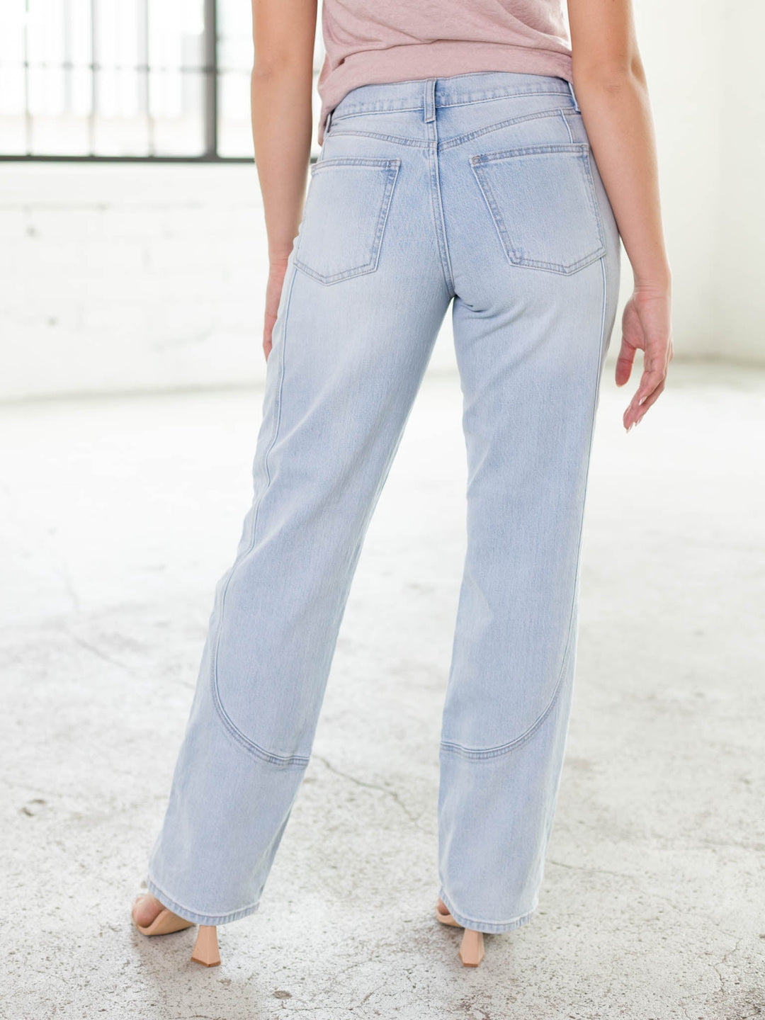 Just Black Light Denim Curved Seam Straight