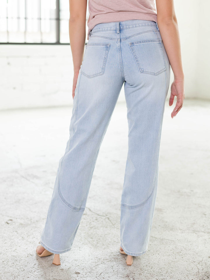 Just Black Light Denim Curved Seam Straight