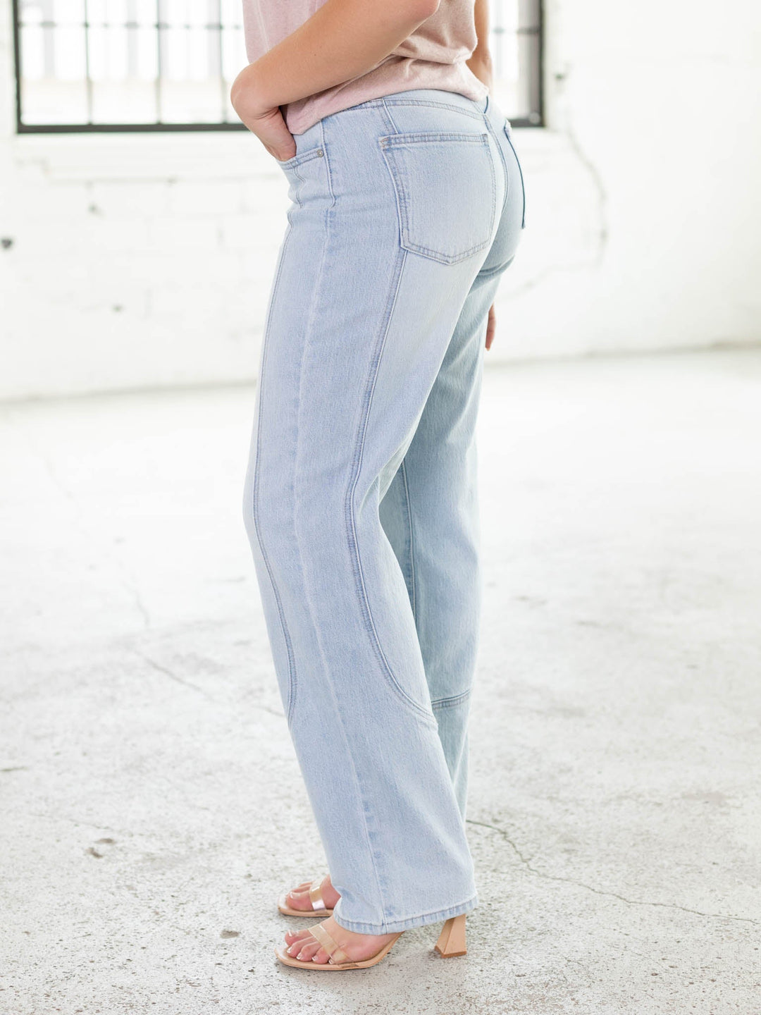 Just Black Light Denim Curved Seam Straight