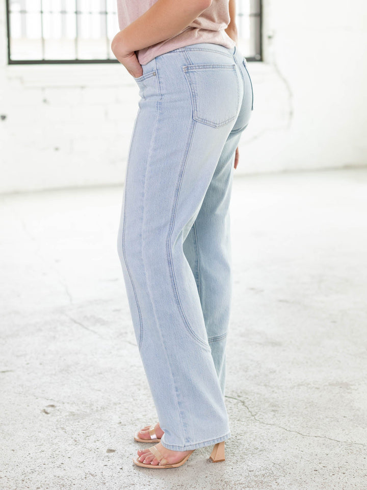 Just Black Light Denim Curved Seam Straight