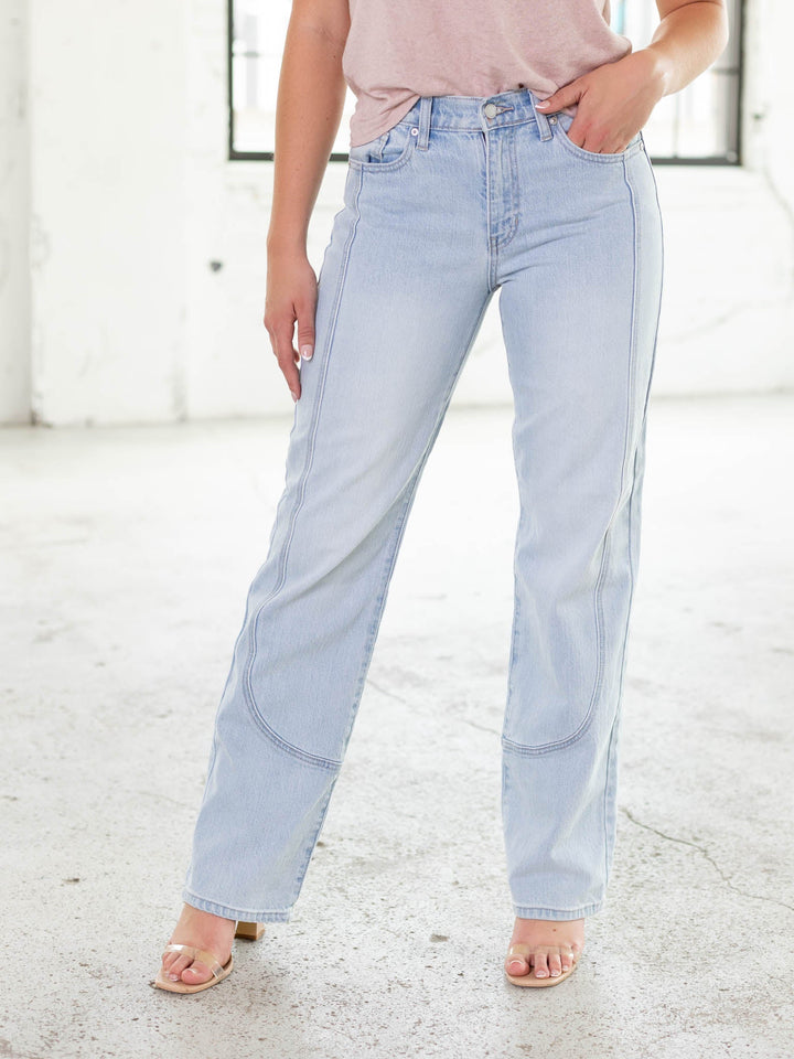 Just Black Light Denim Curved Seam Straight