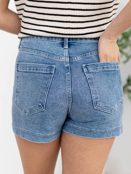 Just Black Light Denim High Rise Utility Cargo ShortDenim Shorts/Skirts