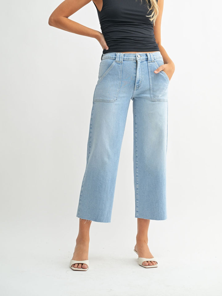 light wash utility pocket denim