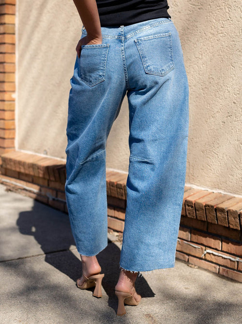 light wash seam detail barrel denimlight wash seam detail barrel denim