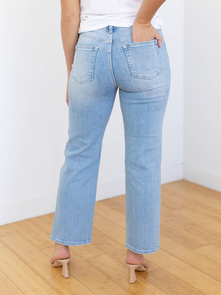light wash straight leg denim