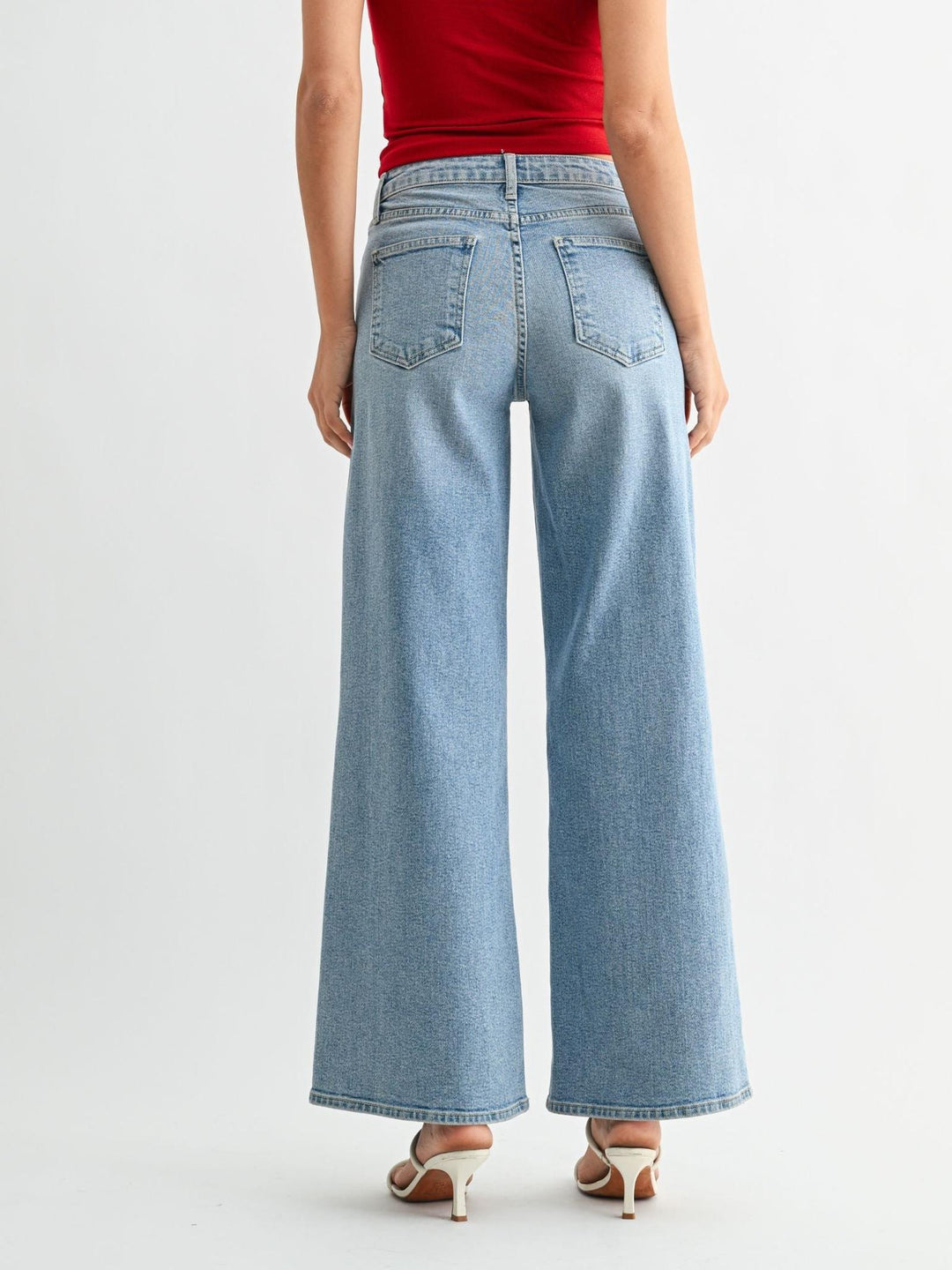 high rise wide leg denim