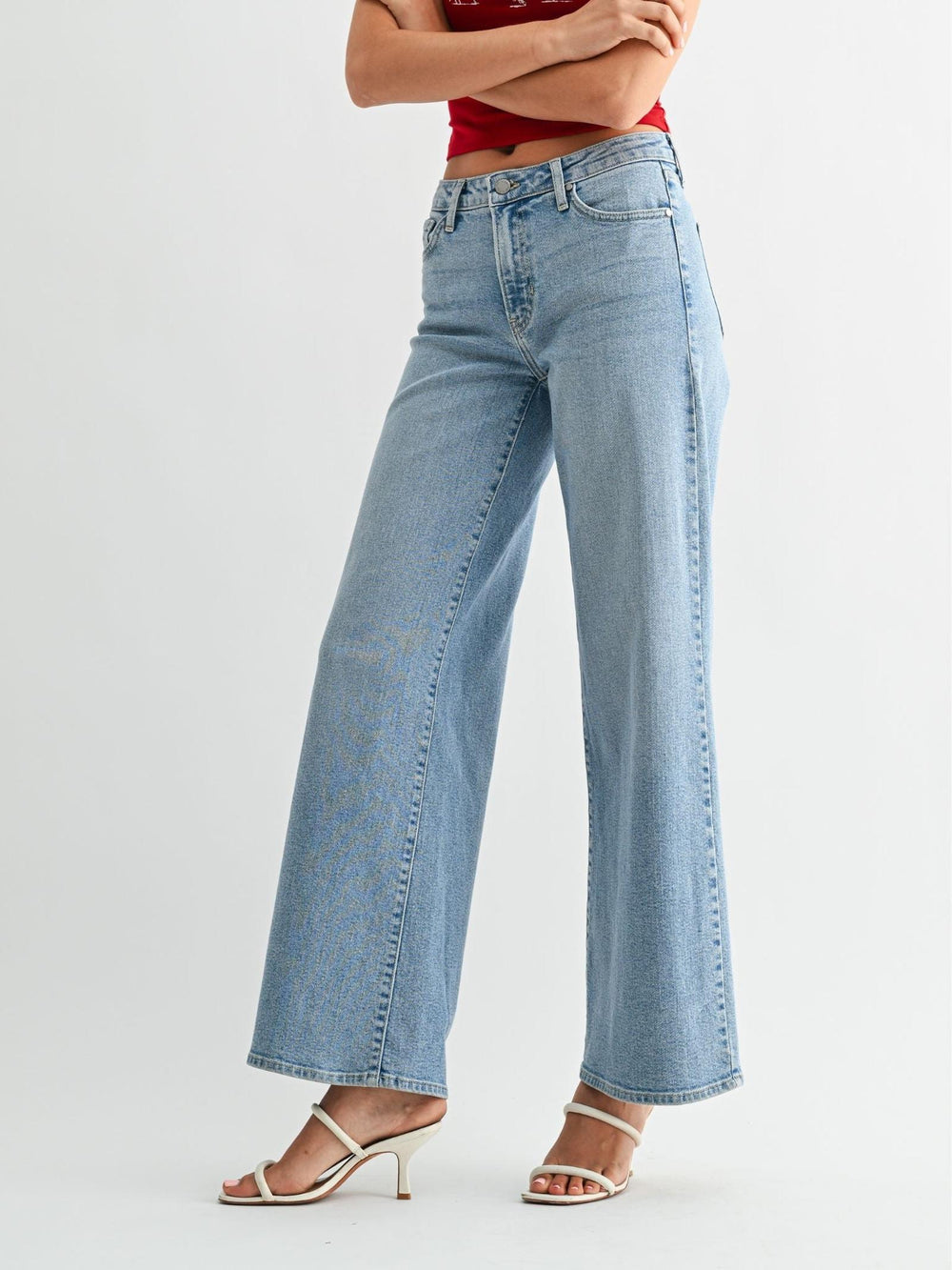 high rise wide leg denim