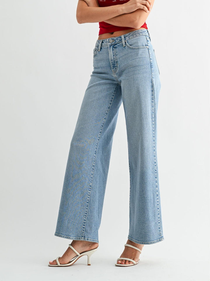 high rise wide leg denim