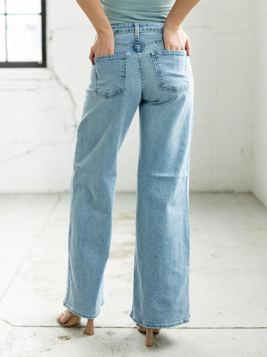 light wash wide leg denim