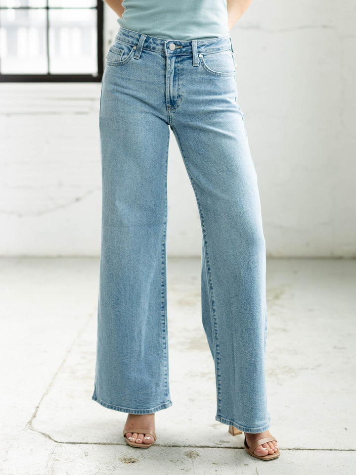 light wash wide leg denim