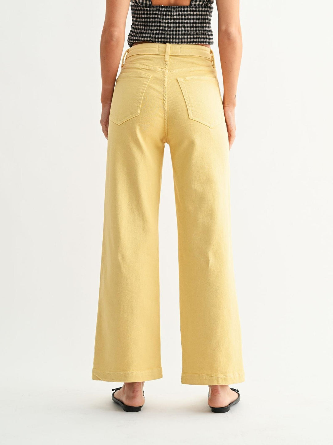 light yellow patch pocket wide leg