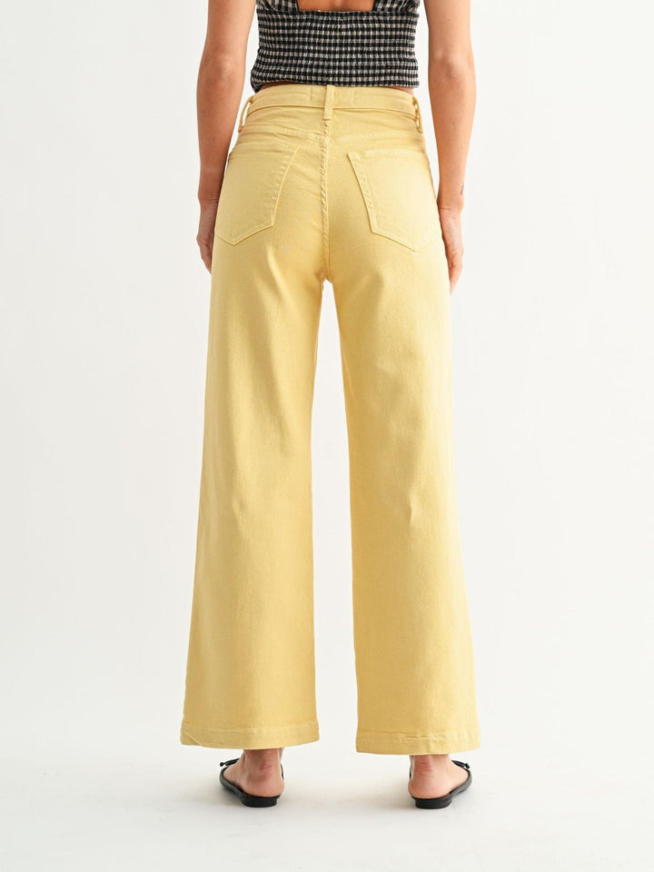 light yellow patch pocket wide leg