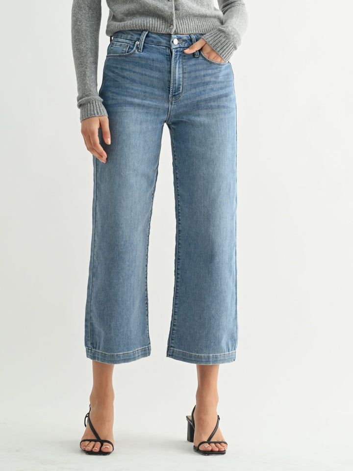 cropped wide leg denim