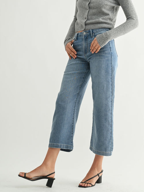 cropped wide leg denim