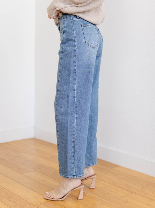 large side inset medium wash denim
