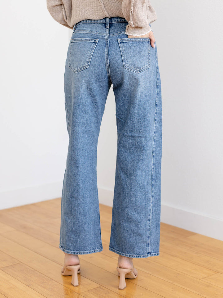large side inset medium wash denim