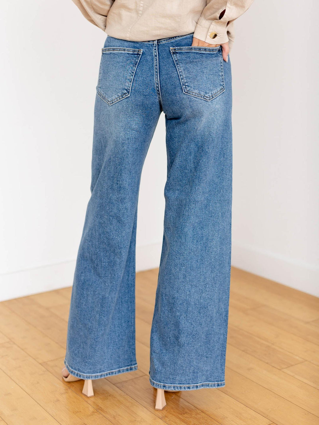 wide leg twist seam denim