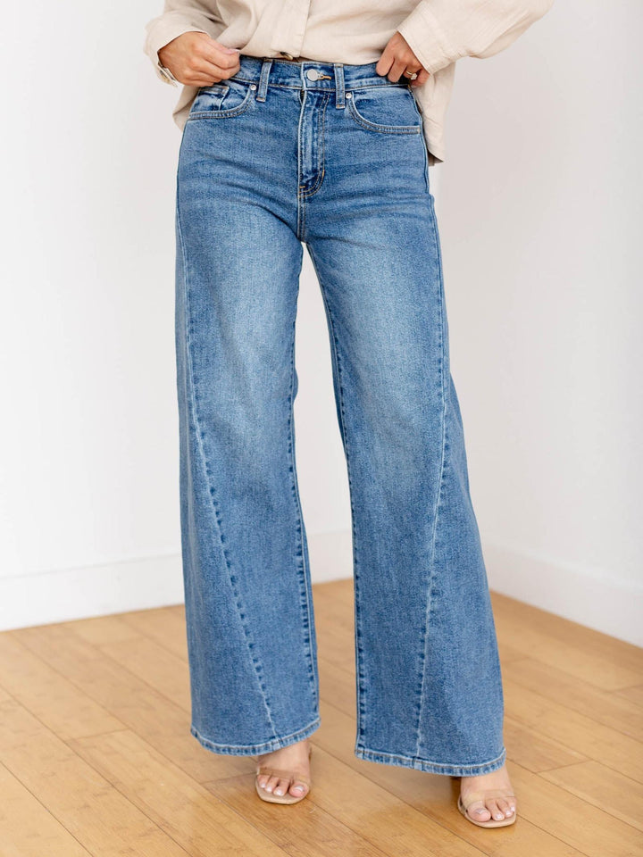 wide leg twist seam denim