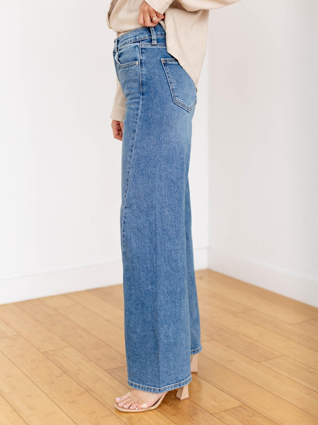 wide leg twist seam denim