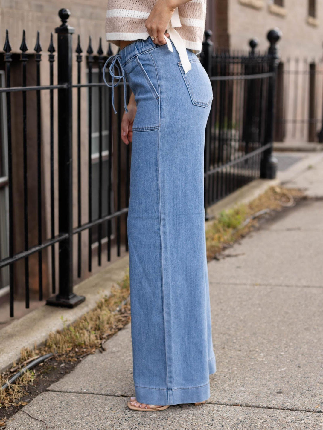 Just Black Medium Denim Utility Pocket Tied Waistband