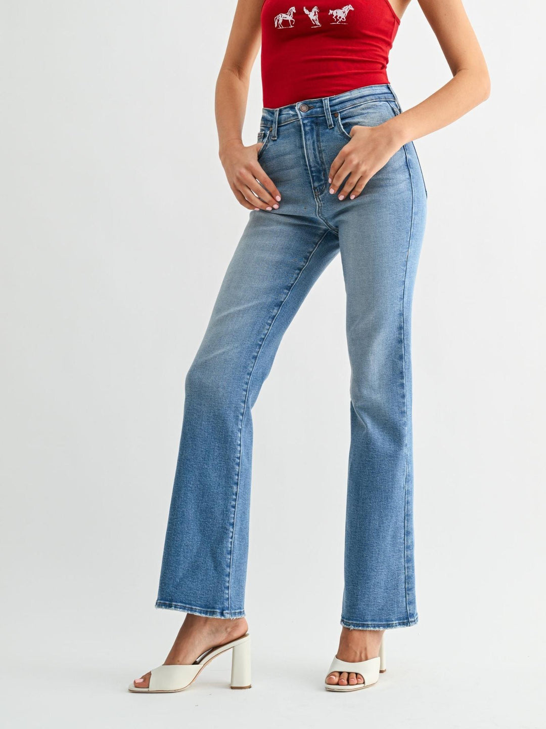 Just Black Medium Denim Vintage Relaxed Slight Flare