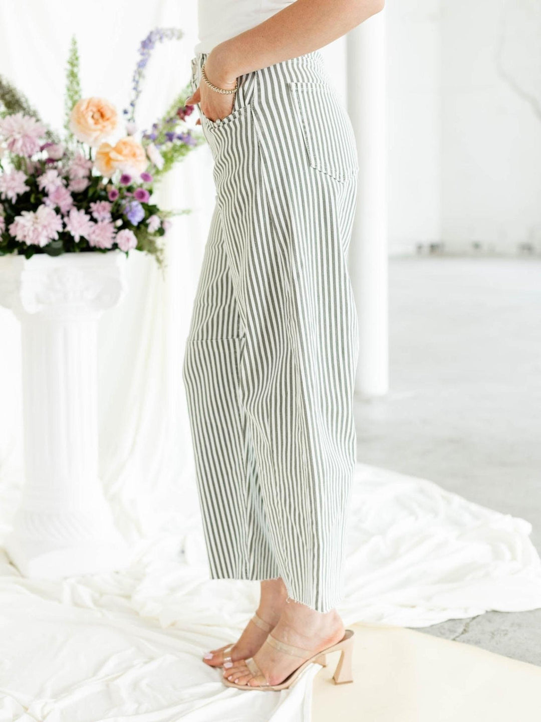 stripe barrel denim