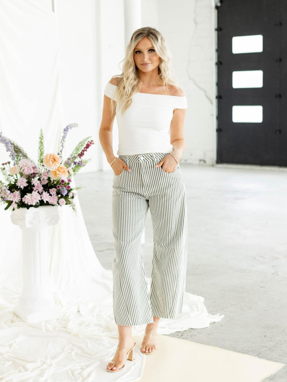 stripe barrel denim