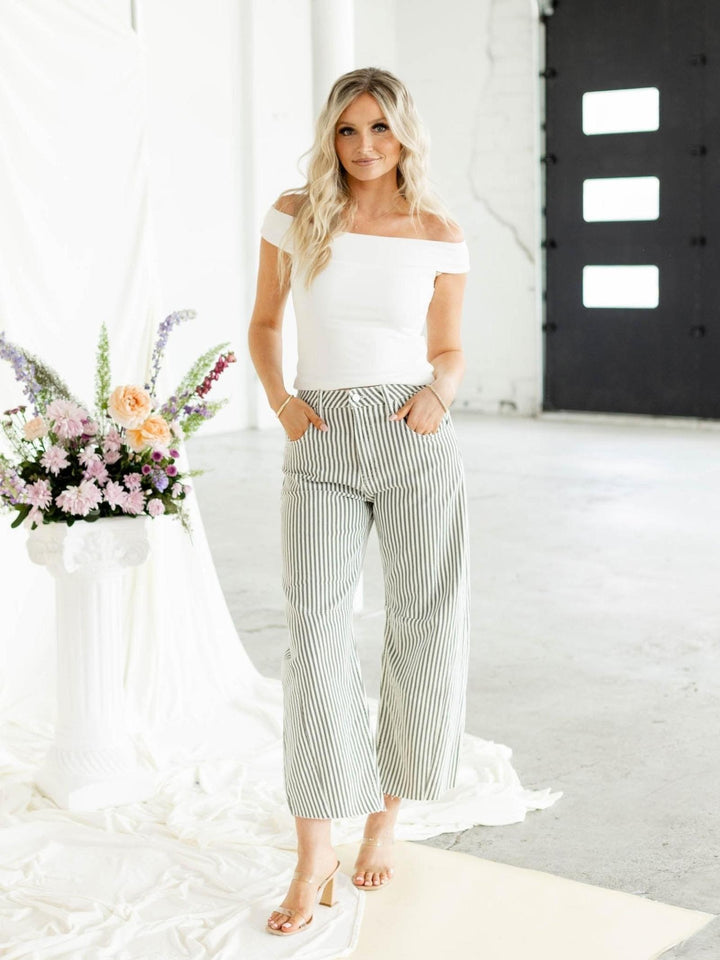 stripe barrel denim