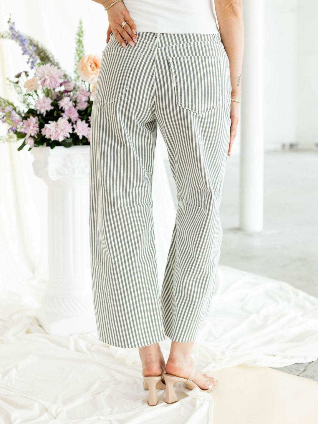 stripe barrel denim