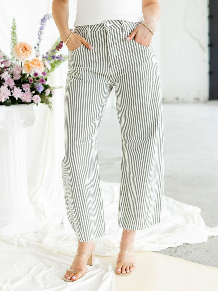 stripe barrel denim