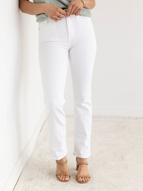 Just Black Optic White Hem Detail Comfort StraightDenim jeans