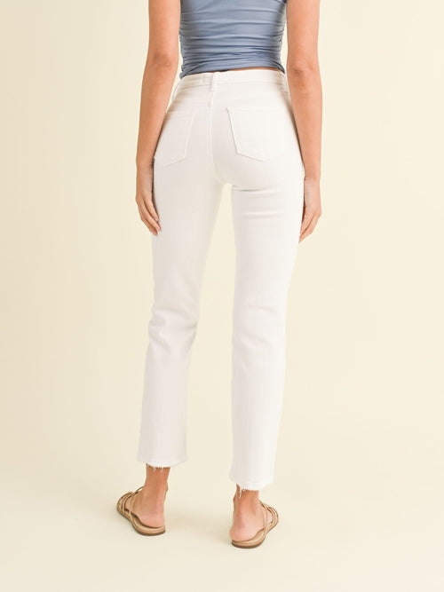 Just Black Optic White Hem Detail Comfort StraightDenim jeans