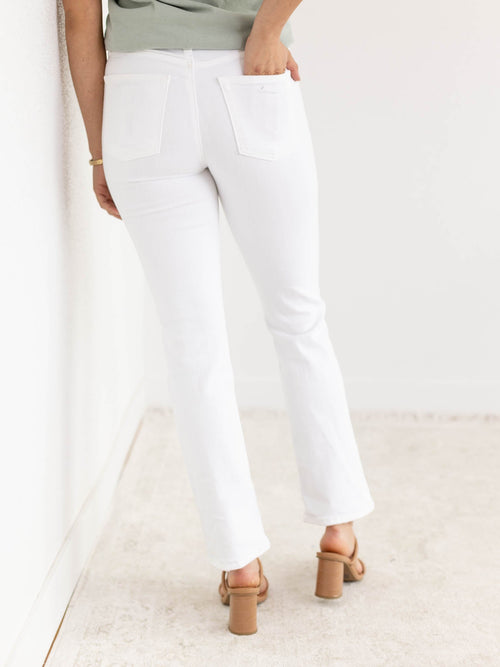 Just Black Optic White Hem Detail Comfort StraightDenim jeans