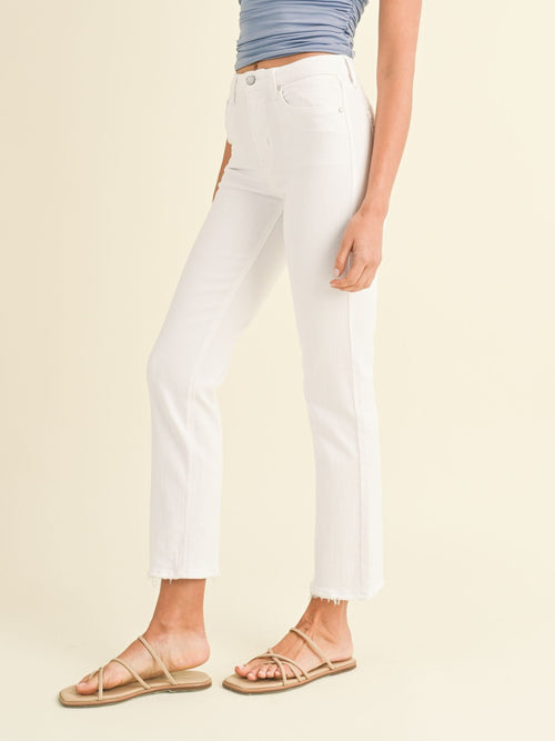 Just Black Optic White Hem Detail Comfort StraightDenim jeans