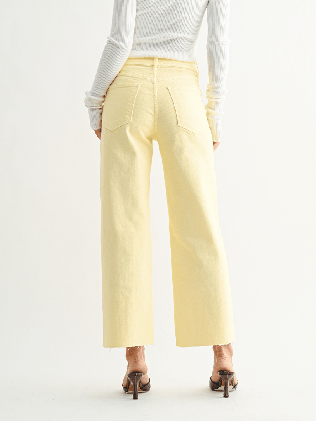 Just Black Pastel Yellow High Rise Utility Wide Leg