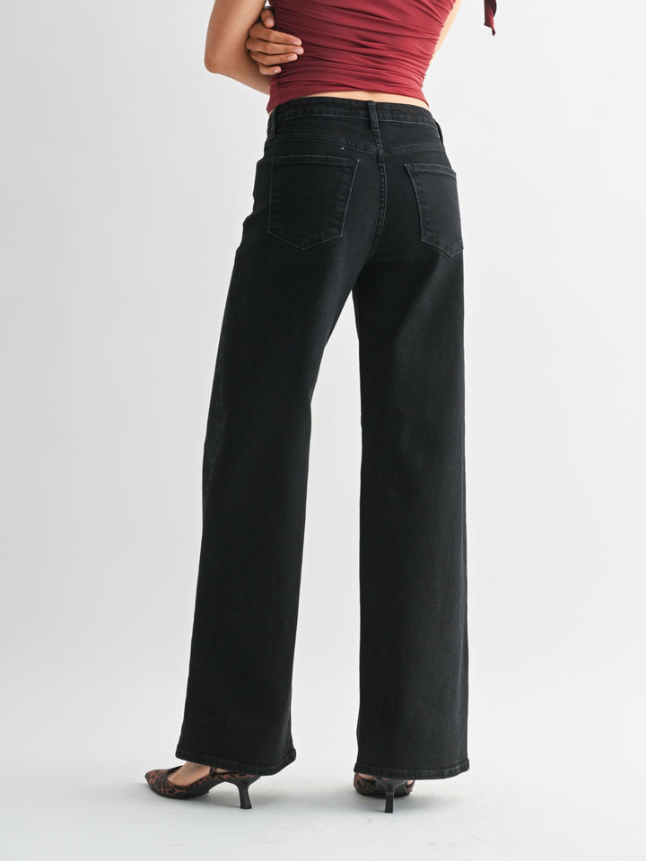 black wide leg denim