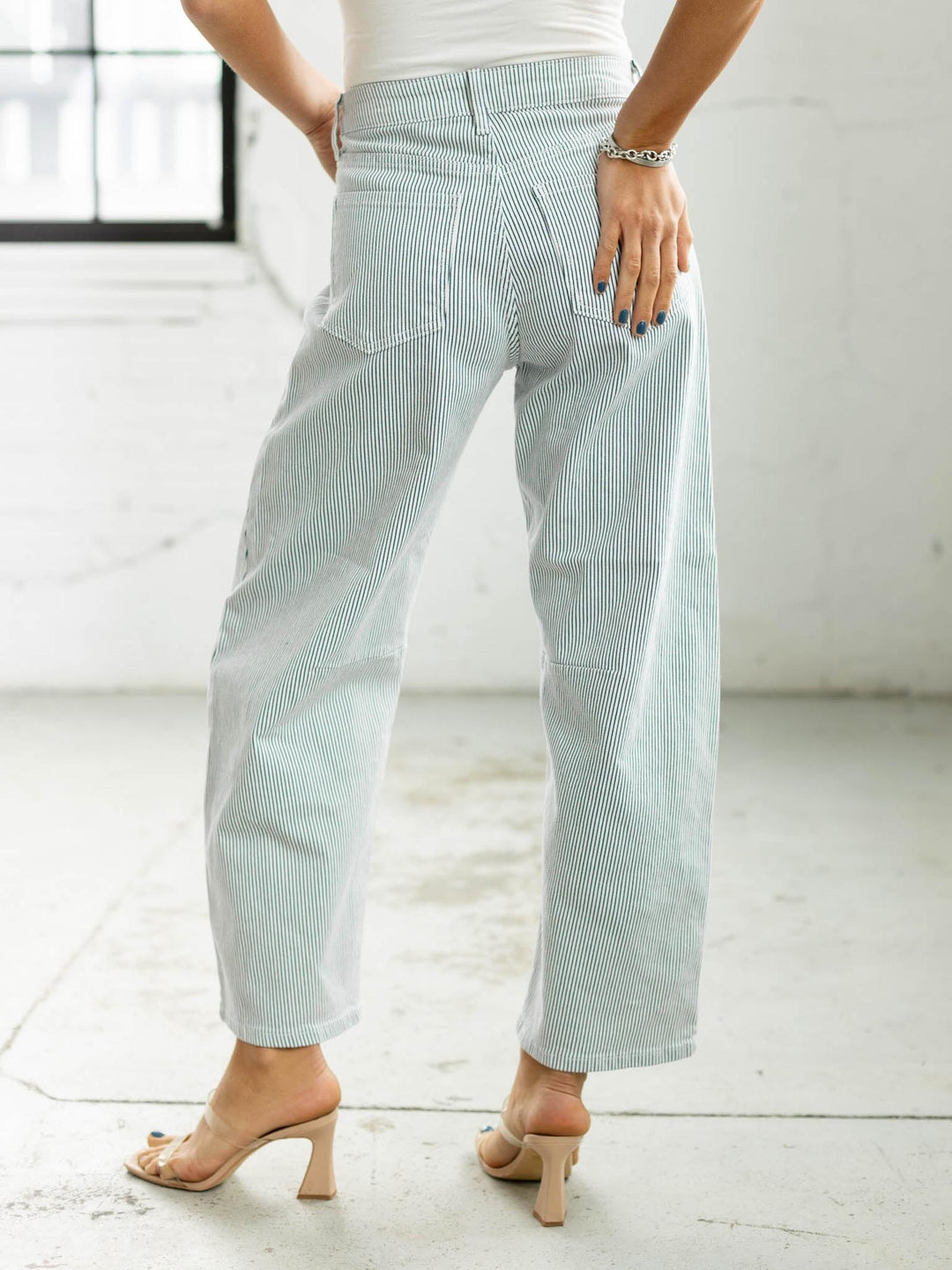 stripe barrel denim