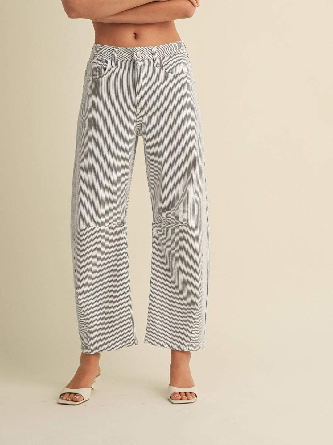 stripe barrel denim