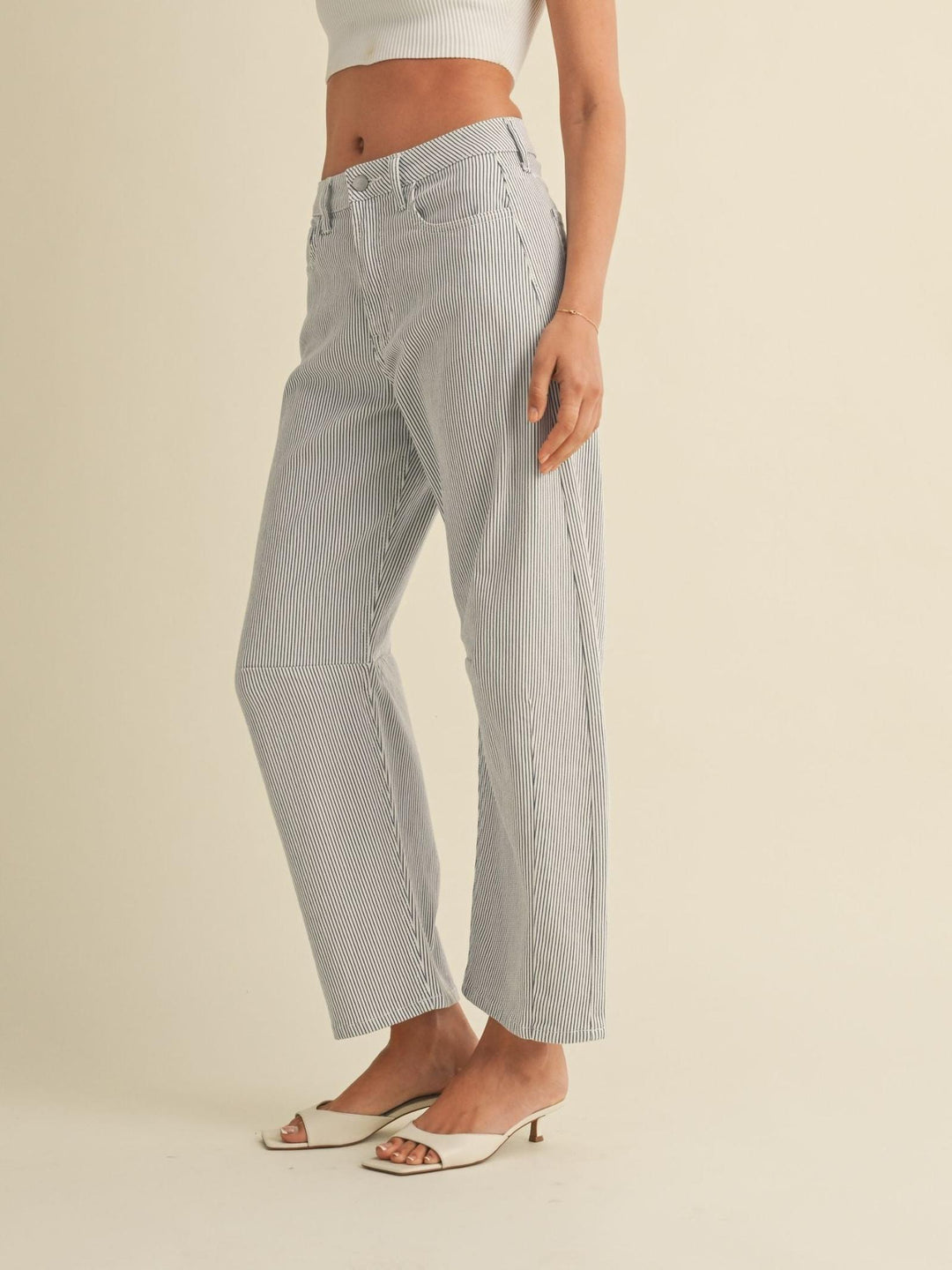 stripe barrel denim