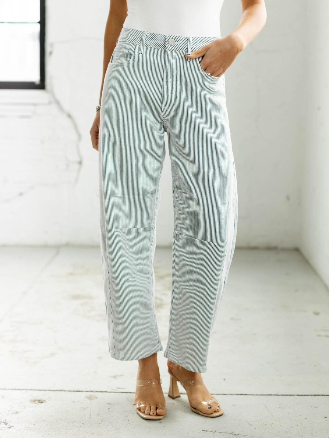 stripe barrel denim
