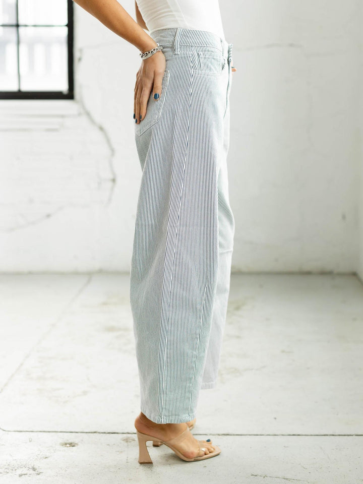stripe barrel denim